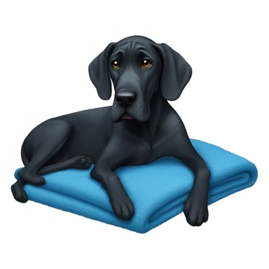 Black Great Dane with a blue blanket  sticker