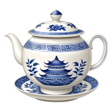 blue Chinese tea gaiwan  sticker