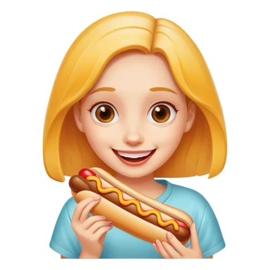 Girl eating hotdog sticker