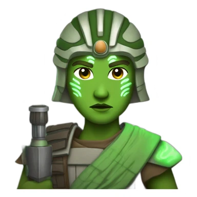 Ashoka Tano (Star Wars) with green lightsabers sticker