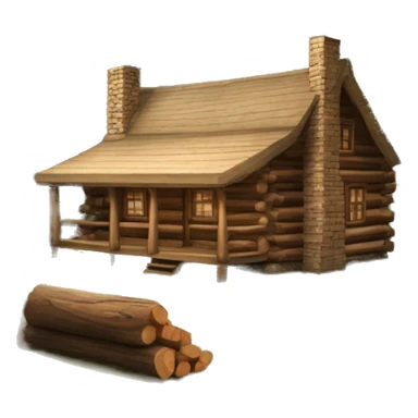 Log Cabin in the woods transparent background  sticker