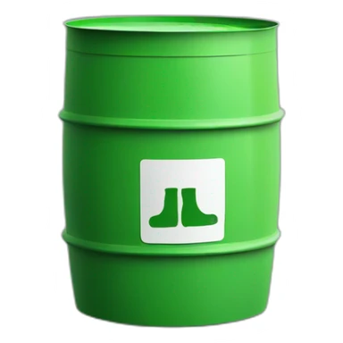 green construction plastic barrel with legs, wearing black crocs sticker