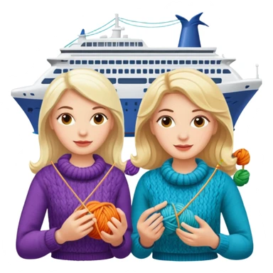 white ladies knitting on a cruise ship sticker