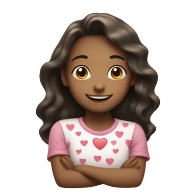 Girl smiling with hearts sticker