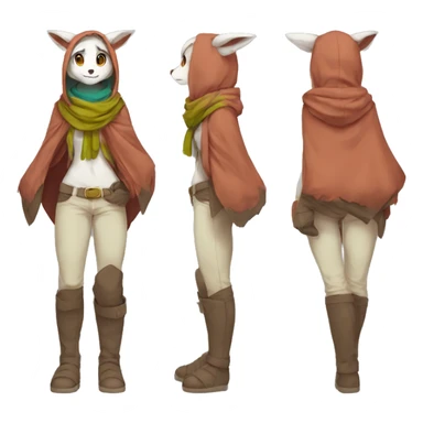 Anthro Sona Fakemon with a scarf and a hood Full Body sticker