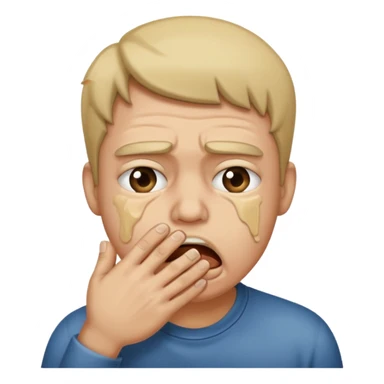 Disgust - strong feeling of revulsion or aversion -  about to vomit. hand over mouth sticker