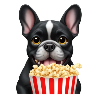 Make a black French bulldog eating popcorn sticker