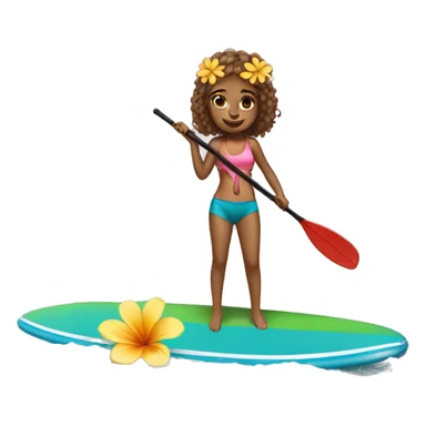 cute paddle boarding girl, with flower in her hair sticker