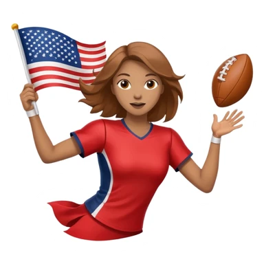 woman catching a flag football, dynamic action sticker