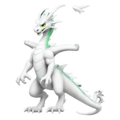 White flying dragon with green eyes and big muscles sticker