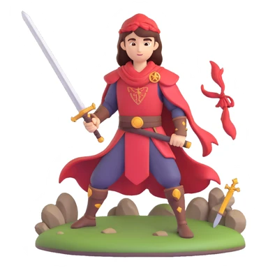 fast-paced combat scene, character wielding a sword, mythological symbols, bold colors, inspired by Hades sticker