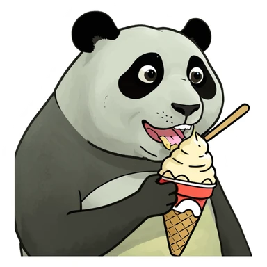 Panda eating ice cream sticker