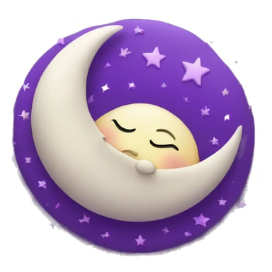 Sleeping moon with purple stars sticker