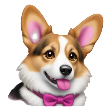 Mitzi is a Pembroke Welsh Corgi with a long, pink-dyed tail. She wears deep pink lipstick, rose-colored blush, eyeliner and black-purple eyeshadow. Her eyes are brown, and she wears a fuchsia dog top with a tied fabric on the collar.

 sticker