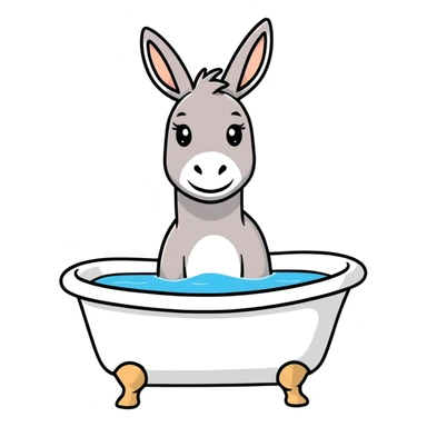 Donkey in bathtub sticker