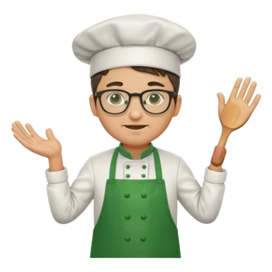 chef with green apron, wearing glasses sticker