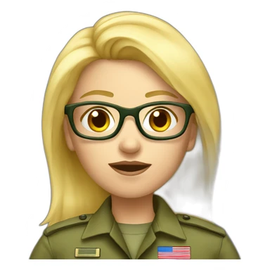 Blond girl general army with glasses sticker