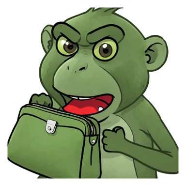 Angry Monkey Stealing Purse sticker