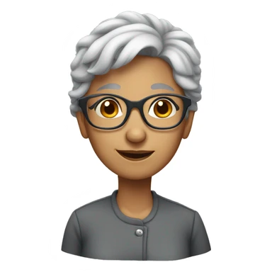 old female with short grey hair glasses cartoon sticker