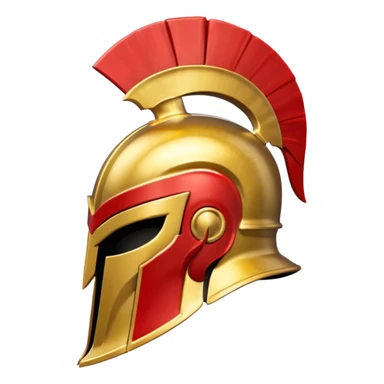 Side view of a gold and red Spartan helment sticker