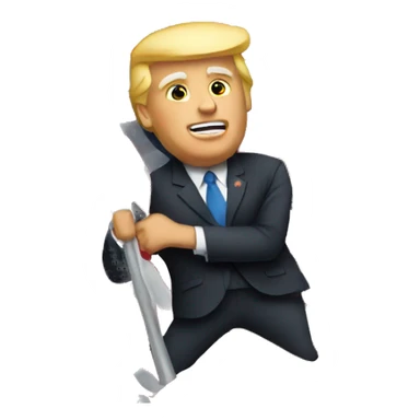 Trump holding an America flag sticker