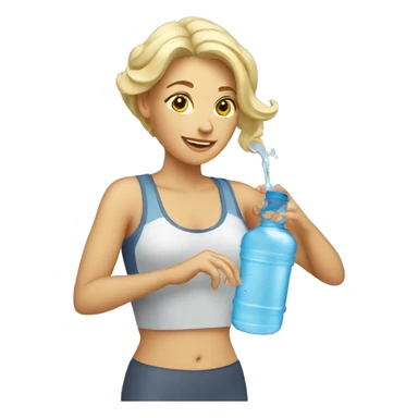 woman drinking water bottle sticker