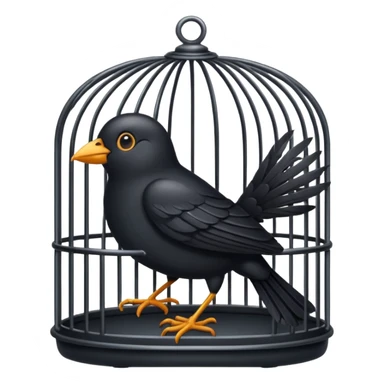 black bird in cage sticker