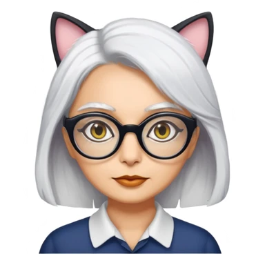 seema anand white hair with cat eyed specs sticker
