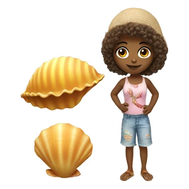 beach girl with shell sticker