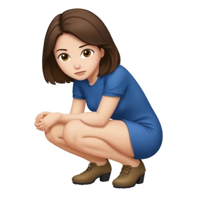 crouching emoji woman brunette sticker