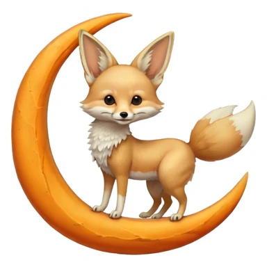 fennec on a moon sickle  sticker