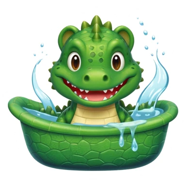 Cute crocodile is showing in the bath tub sticker