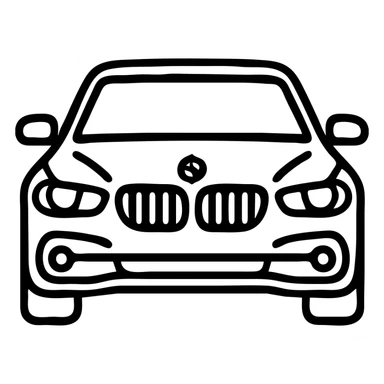 black BMW car, front view, luxury details, no background sticker