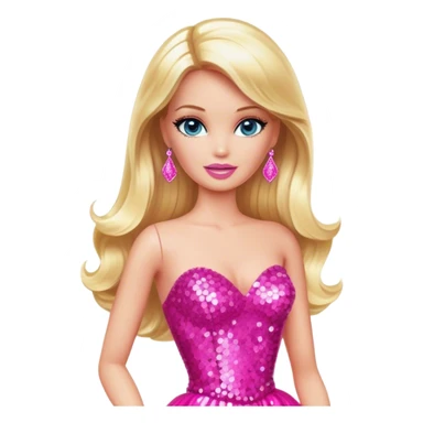 Glamorous blonde Barbie, hot pink sequin gown sticker