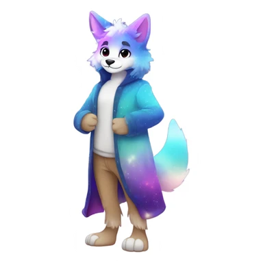 gradient-Sparkle-nebula-fursona anthropomorphic furry full body sticker