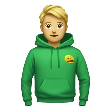 Green sweatshirt says SHIZ sticker