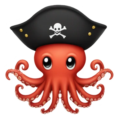 red octopus with pirate hat sticker