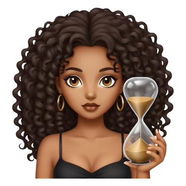 Black girl+with hour glass body+smoky eye +beautiful long curly hair sticker