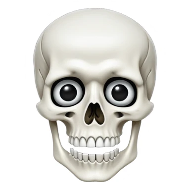 Very White Skeleton Rick Astley but he got his jaw ripped off and lost 6 of his upper teeth and then he jumpscares you by coming closer to you and flashing with his small white dots for eyes! And the background is pitch black sticker