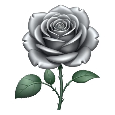 gray metal chrome rose, without green leaves, just flower sticker