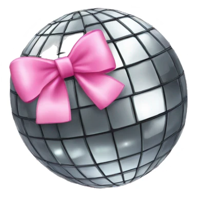 disco ball with pink bow on top sticker