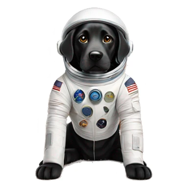 happy black labrador in Mars spacesuit sticker