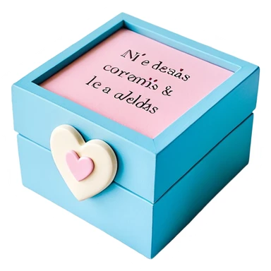 Una cajita rosa pastel con detalles fucsia dentro un recuadro crema con letras fucsias (Declaraciones de Fe – Exitosas con Dios – Romanos 4:17), corazones decorativos con palabras y un corazón azul con el número 99 arriba. sticker