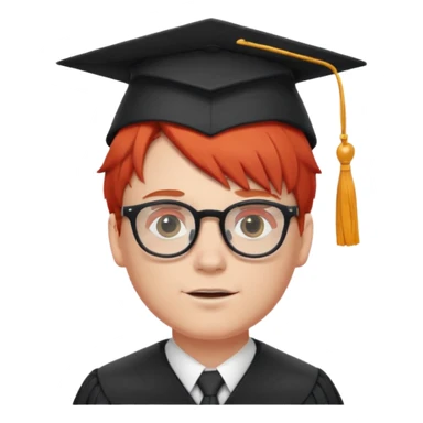 big white boy with red hair and glasses in graduation cap sticker