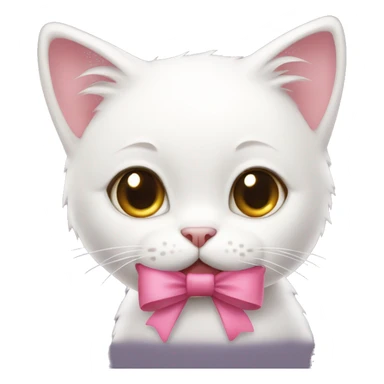 Cute white cat with a little pink bow sticker