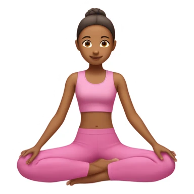 A 13 year old girl doing yoga with a pink top and pink pants and next to her she has a candle sticker