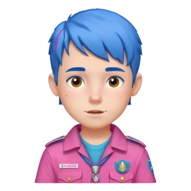 scout boy with very pink scout uniform, blue haired sticker