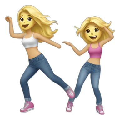 Two blond girls dancing salsa in jeans sticker