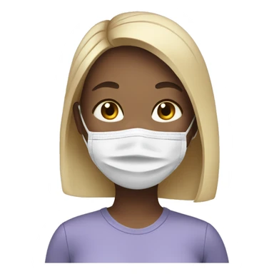 Girl wearing face mask sticker