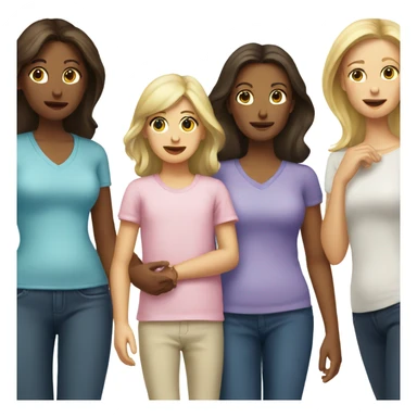 brunette woman and blonde woman as mothers to two girl children sticker